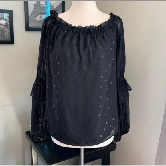 Bebe sheer peasant sleeve blouse size medium - Picture 1 of 11